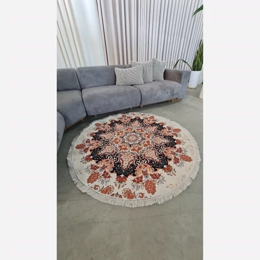 فرشینه هازان ترک طرح سنتی کرم کدh307 (پس کرایه) فرشینه هازان ترک طرح سنتی کرم کدh307 (پس کرایه) - Image 7