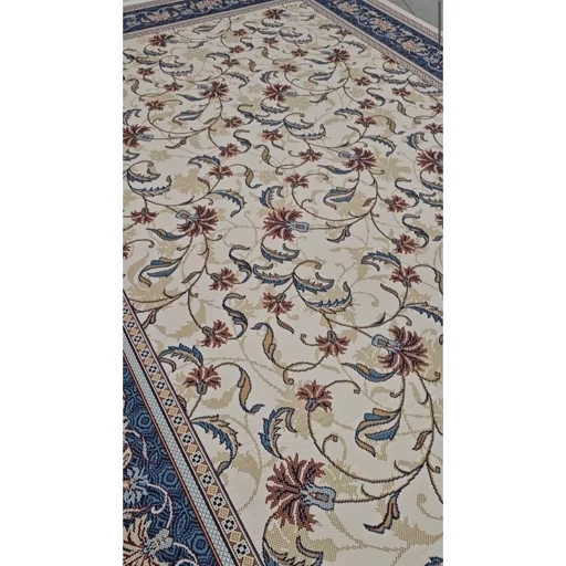 فرشینه هازان ترک سنتی کرم آبی کد O134 (پس کرایه) فرشینه هازان ترک سنتی کرم آبی کد O134 (پس کرایه) - Image 4