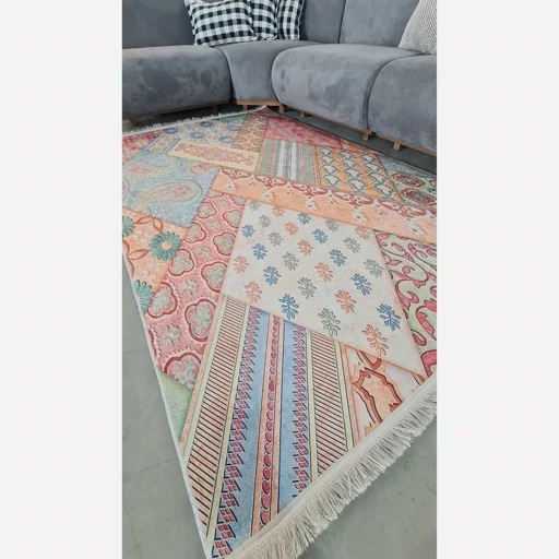فرش ماشینی چاپی | فرشینه هازان ترک طرح چهل تیکه سنتی کد M115 (پس کرایه) فرش ماشینی چاپی | فرشینه هازان ترک طرح چهل تیکه سنتی کد M115 (پس کرایه) - Image 2