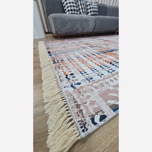 فرش ماشینی چاپی | فرشینه هازان ترک طرح مینیمال زمینه روشن (پس کرایه) فرش ماشینی چاپی | فرشینه هازان ترک طرح مینیمال زمینه روشن (پس کرایه) - Image 6
