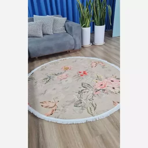 فرش ماشینی چاپی | فرشینه هازان ترک دایره طرح گلM207 (پس کرایه) فرش ماشینی چاپی | فرشینه هازان ترک دایره طرح گلM207 (پس کرایه) - Image 2