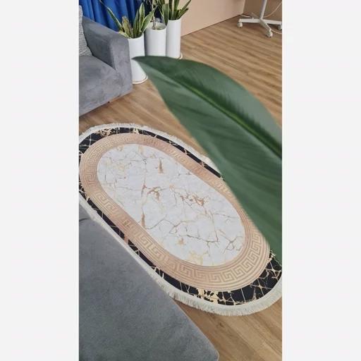 فرش بیضی ورساچه مخمل شنل ترک b18 (پس کرایه) فرش بیضی ورساچه مخمل شنل ترک b18 (پس کرایه) - Image 8