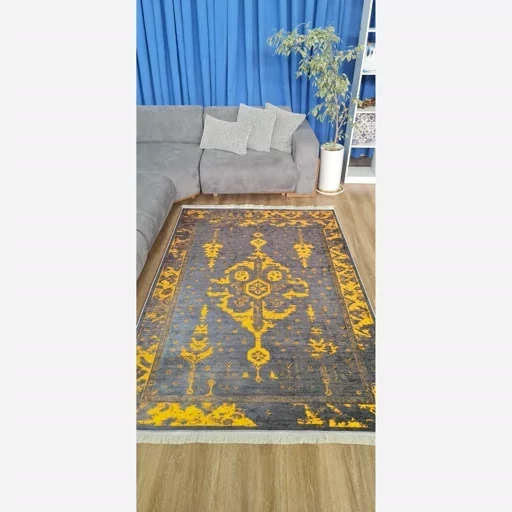 فرشینه هازان ترک وینتیج طوسی زرد (پس کرایه) فرشینه هازان ترک وینتیج طوسی زرد (پس کرایه) - Image 8