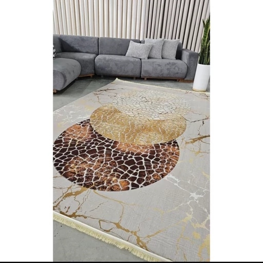 فرشینه مدرن طلایی مخمل هازان تُرک کد h267 (پس کرایه) فرشینه مدرن طلایی مخمل هازان تُرک کد h267 (پس کرایه) - Image 2