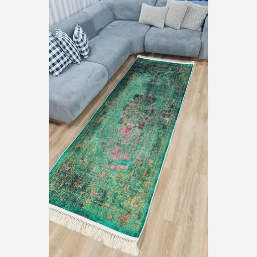 فرشینه هازان ترک طرح ابریشمی وینتیج سبز w2107 (پس کرایه) فرشینه هازان ترک طرح ابریشمی وینتیج سبز w2107 (پس کرایه) - Image 6