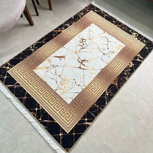 فرش مدرن مشکی طلایی هازان ترک ابعاد دلخواه (پس کرایه) فرش مدرن مشکی طلایی هازان ترک ابعاد دلخواه (پس کرایه) - Image 3