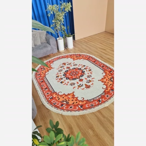 فرش ماشینی چاپی | فرشینه بیضی هازان ترک کد B104 (پس کرایه) فرش ماشینی چاپی | فرشینه بیضی هازان ترک کد B104 (پس کرایه) - Image 7