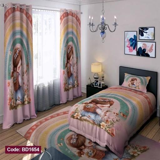 ست فانتزی رو تختی چاپی دخترانه رنگین کمان bd1654 (پس کرایه) ست فانتزی رو تختی چاپی دخترانه رنگین کمان bd1654 (پس کرایه)