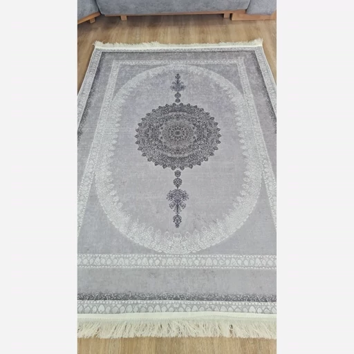 فرش ماشینی چاپی | فرشینه مخمل طوسی نئوکلاسیک (پس کرایه) فرش ماشینی چاپی | فرشینه مخمل طوسی نئوکلاسیک (پس کرایه) - Image 6