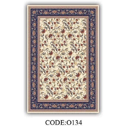 فرشینه هازان ترک سنتی کرم آبی کد O134 (پس کرایه) فرشینه هازان ترک سنتی کرم آبی کد O134 (پس کرایه) - Image 6