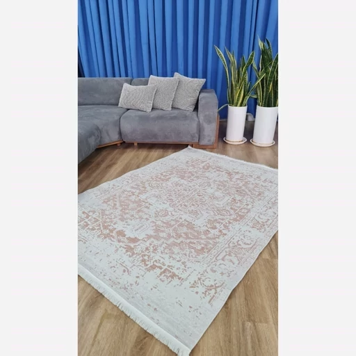 فرش ماشینی چاپی | فرشینه هازان ترک کرم وینتیج کد M196 (پس کرایه) فرش ماشینی چاپی | فرشینه هازان ترک کرم وینتیج کد M196 (پس کرایه) - Image 5