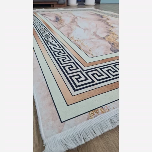 فرش ماشینی چاپی | فرشینه مخمل طرح ماربل (پس کرایه) فرش ماشینی چاپی | فرشینه مخمل طرح ماربل (پس کرایه) - Image 5