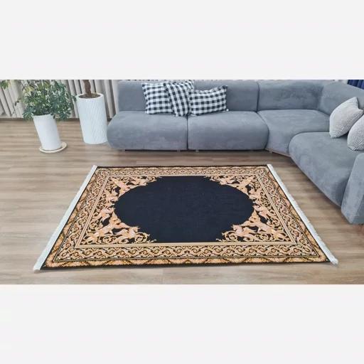 فرش ماشینی چاپی | فرشینه هازان ترک طرح مشکی طلایی لوکس کد 010 (پس کرایه) فرش ماشینی چاپی | فرشینه هازان ترک طرح مشکی طلایی لوکس کد 010 (پس کرایه) - Image 7