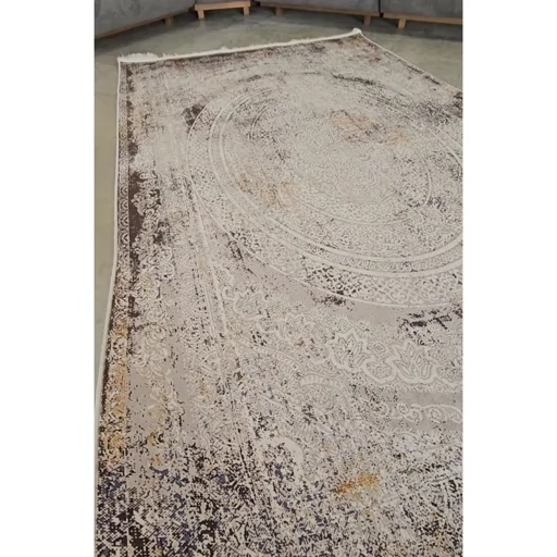 فرشینه هازان ترک طرح وینتیج سفید کد M325 (پس کرایه) فرشینه هازان ترک طرح وینتیج سفید کد M325 (پس کرایه) - Image 6