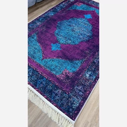 فرش ماشینی چاپی | فرشینه هازان ترک ضد پُرز بنفش آبی w1915(بنفش) (پس کرایه) فرش ماشینی چاپی | فرشینه هازان ترک ضد پُرز بنفش آبی w1915(بنفش) (پس کرایه) - Image 8