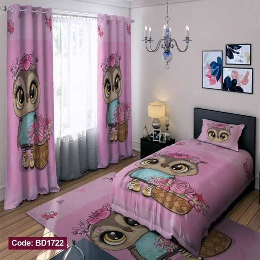 ست فانتزی روتختی چاپی دخترانه طرح جغد کد bd1722 (پس کرایه) ست فانتزی روتختی چاپی دخترانه طرح جغد کد bd1722 (پس کرایه)