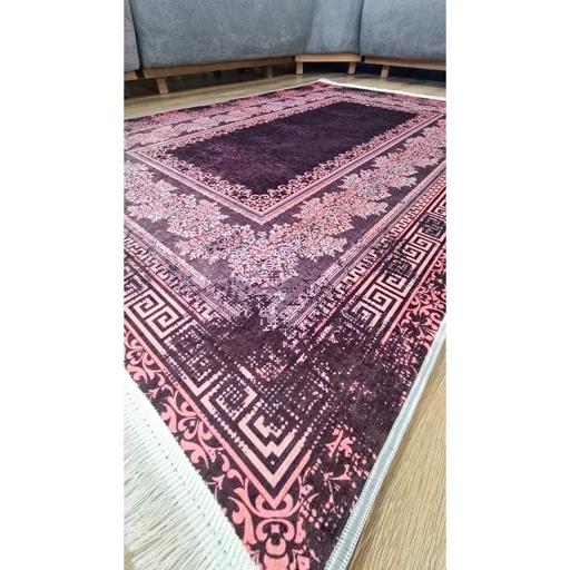 فرش ماشینی چاپی | فرشینه هازان ترک طرح بنفش وینتیج مدرن کد h478(پس کرایه) فرش ماشینی چاپی | فرشینه هازان ترک طرح بنفش وینتیج مدرن کد h478(پس کرایه) - Image 3