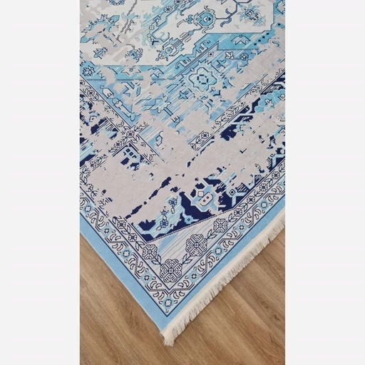 فرشینه مخمل آبی وینتیج (پس کرایه) فرشینه مخمل آبی وینتیج (پس کرایه) - Image 9