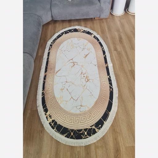 فرش بیضی ورساچه مخمل شنل ترک b18 (پس کرایه) فرش بیضی ورساچه مخمل شنل ترک b18 (پس کرایه) - Image 6