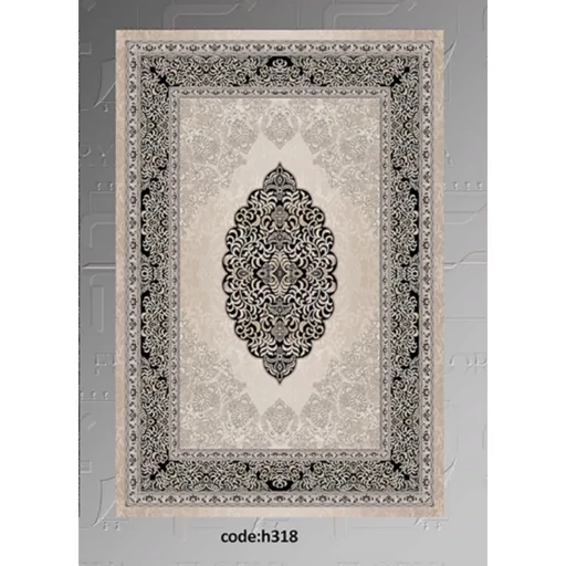 فرش ماشینی چاپی | فرشینه هازان ترک سفید مشکی h318 (پس کرایه) فرش ماشینی چاپی | فرشینه هازان ترک سفید مشکی h318 (پس کرایه) - Image 2