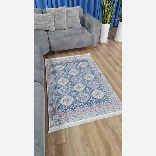 فرش ماشینی چاپی | فرشینه هازان ترک طرح سنتی آبی 154 (پس کرایه) فرش ماشینی چاپی | فرشینه هازان ترک طرح سنتی آبی 154 (پس کرایه) - Image 7