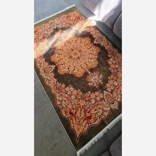 فرش ماشینی چاپی | فرشینه هازان ترک طرح سنتی زمینه سبز و نارنجی 058 (پس کرایه) فرش ماشینی چاپی | فرشینه هازان ترک طرح سنتی زمینه سبز و نارنجی 058 (پس کرایه) - Image 6