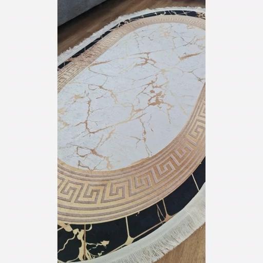 فرش بیضی ورساچه مخمل شنل ترک b18 (پس کرایه) فرش بیضی ورساچه مخمل شنل ترک b18 (پس کرایه) - Image 3