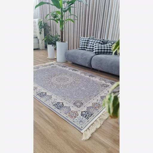 فرش ماشینی چاپی | فرشینه هازان ترک طرح طوسی سنتی h224 (پس کرایه) فرش ماشینی چاپی | فرشینه هازان ترک طرح طوسی سنتی h224 (پس کرایه) - Image 9