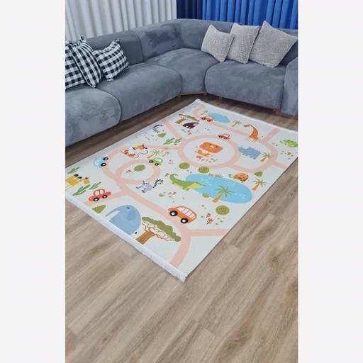فرش ماشینی چاپی | فرشینه کودک هازان ترک طرح جاده و حیوانات w615 (پس کرایه) فرش ماشینی چاپی | فرشینه کودک هازان ترک طرح جاده و حیوانات w615 (پس کرایه) - Image 3