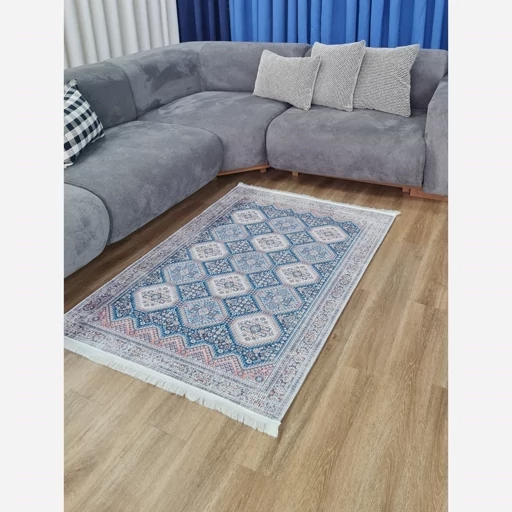 فرش ماشینی چاپی | فرشینه هازان ترک طرح سنتی آبی 154 (پس کرایه) فرش ماشینی چاپی | فرشینه هازان ترک طرح سنتی آبی 154 (پس کرایه) - Image 3