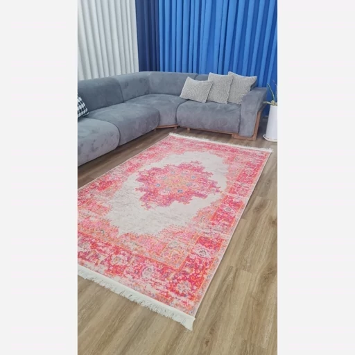 فرش ماشینی چاپی | فرشینه هازان ترک طرح وینتیج صورتی کد M131 (پس کرایه) فرش ماشینی چاپی | فرشینه هازان ترک طرح وینتیج صورتی کد M131 (پس کرایه) - Image 7