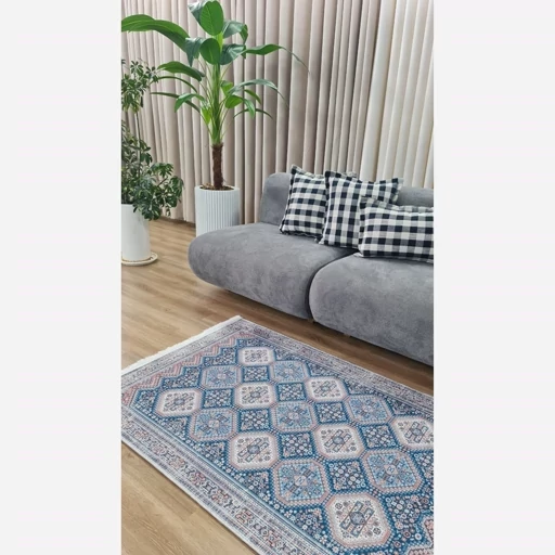 فرش ماشینی چاپی | فرشینه هازان ترک طرح سنتی آبی 154 (پس کرایه) فرش ماشینی چاپی | فرشینه هازان ترک طرح سنتی آبی 154 (پس کرایه) - Image 11