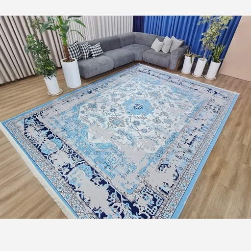 فرشینه مخمل آبی وینتیج (پس کرایه) فرشینه مخمل آبی وینتیج (پس کرایه) - Image 11