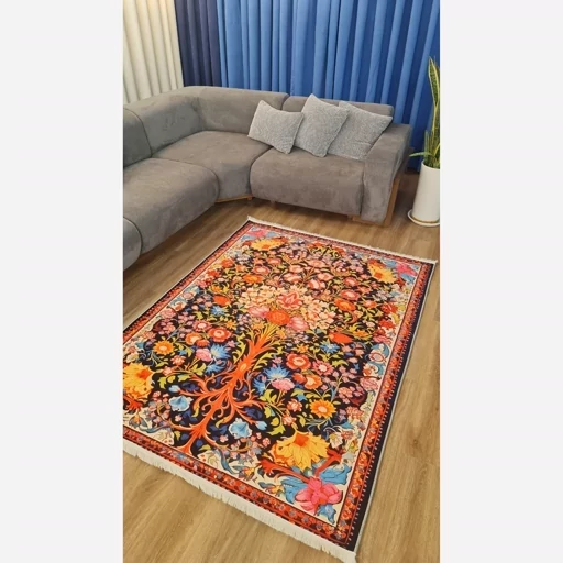 فرشینه هازان ترک طرح ابریشمی 048 (پس کرایه) فرشینه هازان ترک طرح ابریشمی 048 (پس کرایه) - Image 6