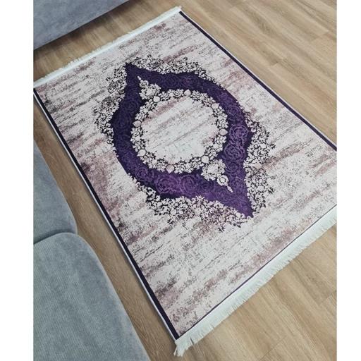 فرش ماشینی چاپی | فرشینه هازان ترک طرح وینتیج بنفش کد h232 (پس کرایه) فرش ماشینی چاپی | فرشینه هازان ترک طرح وینتیج بنفش کد h232 (پس کرایه) - Image 5