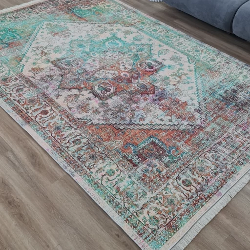 فرشینه مخمل هازان ترک طرح فیروزه U453(پس کرایه) فرشینه مخمل هازان ترک طرح فیروزه U453(پس کرایه) - Image 5