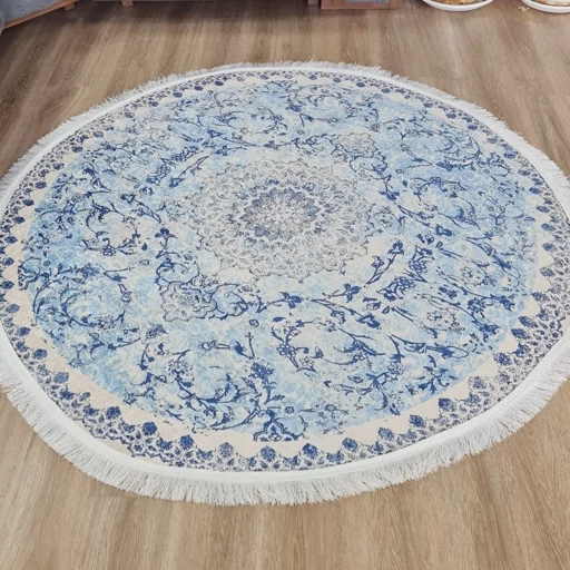 فرش ماشینی چاپی | فرشینه مخمل گرد رنگ آبی کد C23 (پس کرایه) فرش ماشینی چاپی | فرشینه مخمل گرد رنگ آبی کد C23 (پس کرایه)