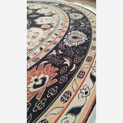 فرش ماشینی چاپی | فرشینه بیضی هازان ترک زمینه مشکی (پس کرایه) فرش ماشینی چاپی | فرشینه بیضی هازان ترک زمینه مشکی (پس کرایه) - Image 5