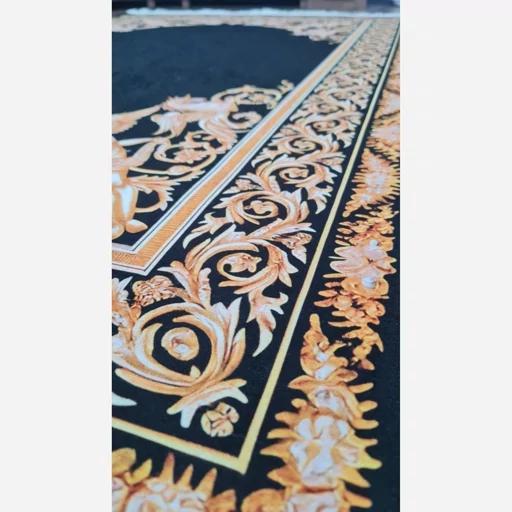 فرش ماشینی چاپی | فرشینه هازان ترک طرح مشکی طلایی لوکس کد 010 (پس کرایه) فرش ماشینی چاپی | فرشینه هازان ترک طرح مشکی طلایی لوکس کد 010 (پس کرایه) - Image 3