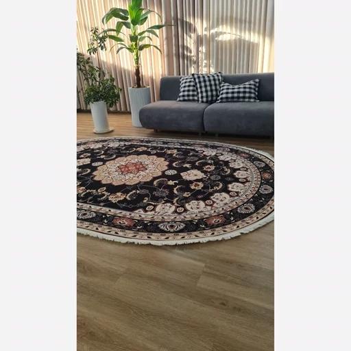 فرش ماشینی چاپی | فرشینه بیضی هازان ترک زمینه مشکی (پس کرایه) فرش ماشینی چاپی | فرشینه بیضی هازان ترک زمینه مشکی (پس کرایه) - Image 7