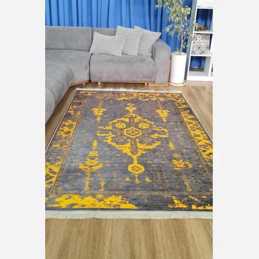 فرشینه هازان ترک وینتیج طوسی زرد (پس کرایه) فرشینه هازان ترک وینتیج طوسی زرد (پس کرایه) - Image 7