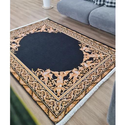 فرش ماشینی چاپی | فرشینه هازان ترک طرح مشکی طلایی لوکس کد 010 (پس کرایه) فرش ماشینی چاپی | فرشینه هازان ترک طرح مشکی طلایی لوکس کد 010 (پس کرایه) - Image 2