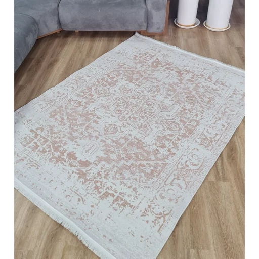 فرش ماشینی چاپی | فرشینه هازان ترک کرم وینتیج کد M196 (پس کرایه) فرش ماشینی چاپی | فرشینه هازان ترک کرم وینتیج کد M196 (پس کرایه) - Image 7