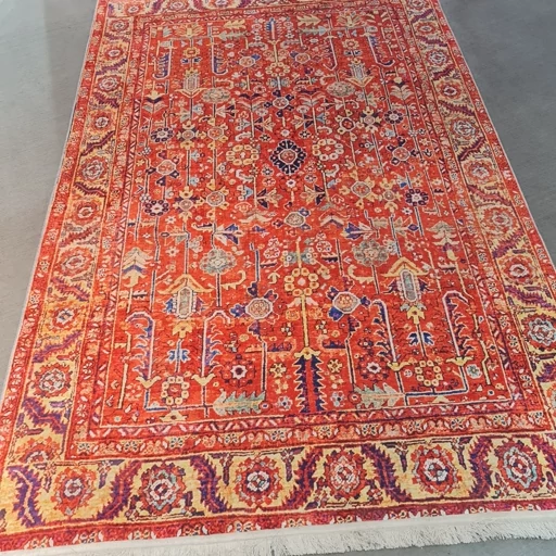 فرشینه مخمل هازان ترک طرح گلستان قرمز O152(پس کرایه) فرشینه مخمل هازان ترک طرح گلستان قرمز O152(پس کرایه) - Image 4