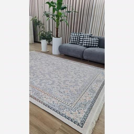 فرش ماشینی چاپی | فرشینه مخمل طرح افشان طوسی (پس کرایه) فرش ماشینی چاپی | فرشینه مخمل طرح افشان طوسی (پس کرایه) - Image 4