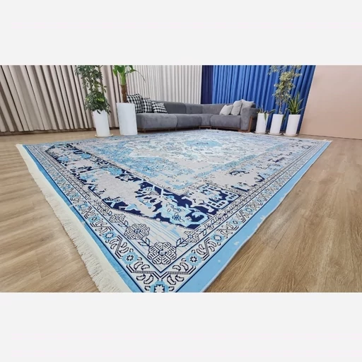 فرشینه مخمل آبی وینتیج (پس کرایه) فرشینه مخمل آبی وینتیج (پس کرایه) - Image 12