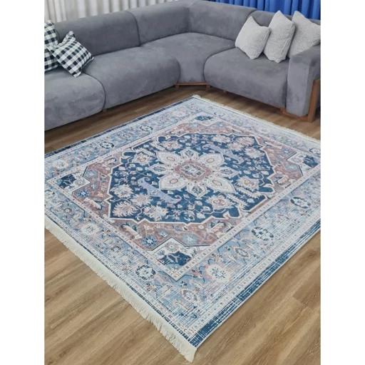 فرش ماشینی چاپی | فرشینه مخمل طرح آبی وینتیج استوپ دار O132 (پس کرایه) فرش ماشینی چاپی | فرشینه مخمل طرح آبی وینتیج استوپ دار O132 (پس کرایه)