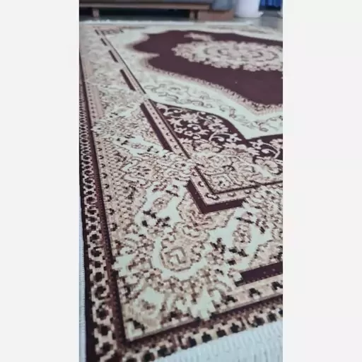 فرش ماشینی چاپی | فرشینه هازان ترک طرح سنتی کرم زرشکی h318 (پس کرایه) فرش ماشینی چاپی | فرشینه هازان ترک طرح سنتی کرم زرشکی h318 (پس کرایه) - Image 4
