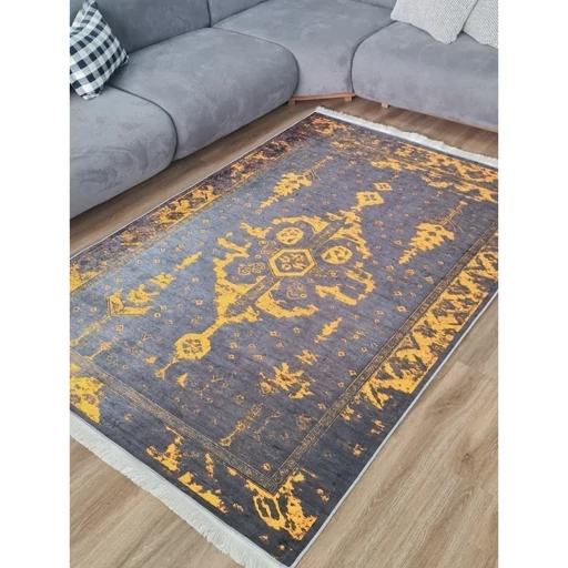 فرشینه هازان ترک وینتیج طوسی زرد (پس کرایه) فرشینه هازان ترک وینتیج طوسی زرد (پس کرایه)