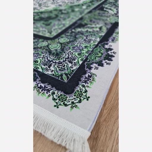 فرش ماشینی چاپی | فرشینه هازان ترک زمینه سبز و سفید کد h556 (پس کرایه) فرش ماشینی چاپی | فرشینه هازان ترک زمینه سبز و سفید کد h556 (پس کرایه) - Image 2